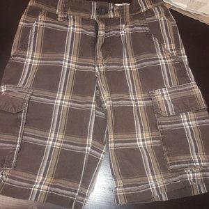 Old Navy Kids Plaid Cargo Shorts - Brown and White